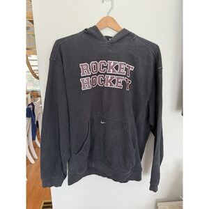 Vintage Nike Hoodie Center Check  Swoosh Pocket Black Highschool Team Mens Large